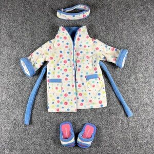 American Girl Bubble bath Robe Outfit Spa Terry Bathrobe Slippers Headband 2004